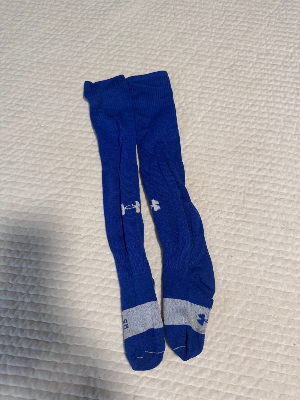 Under Armour Bright Blue Knee-High Performance Socks with Gray Accents